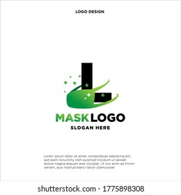 Initial letter L logo template with mask or shield illustration in flat design monogram symbol