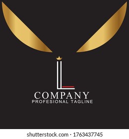 Initial letter l logo vector design template. gold letter isolated on black background. Can be used for company logo or symbol, on modern style