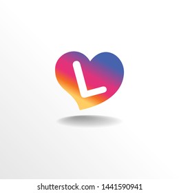 Initial Letter L with Love or Heart Shape