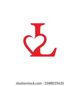 initial letter l with love valentine day