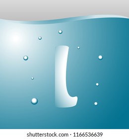 initial letter l lowercase modern. water style in container. vector design