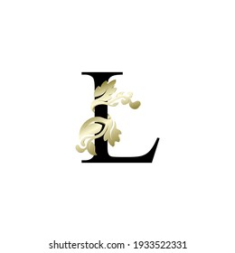 initial letter l luxury overlapping ornament gold color