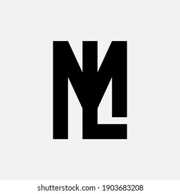 Initial letter L, M, LM or ML overlapping, interlock, monogram logo, black color on white background