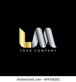 Initial Letter L M Logo Gold Silver