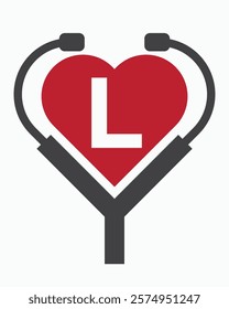 Initial Letter L Medical or Doctor Logo Concept With Stethoscope Symbol