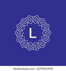 initial letter L modern circle frame ornament lines unique pattern logo