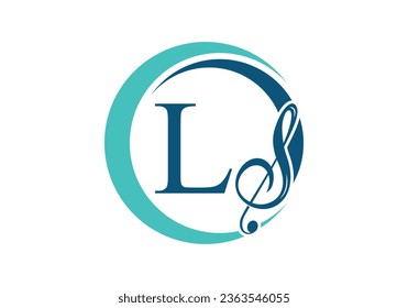 Initial Letter L with a musical note Logo. Musical sign symbol. Font emblem. Modern vector logo design template