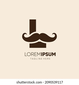 Initial Letter L Mustache Logo Design Vector Icon Graphic Emblem Illustration