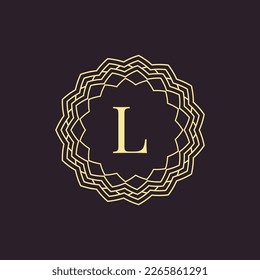 initial letter L ornamental border alphabet circle emblem badge logo