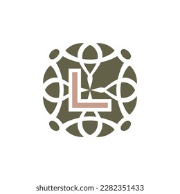Initial letter L ornamental elegant pattern emblem frame logo