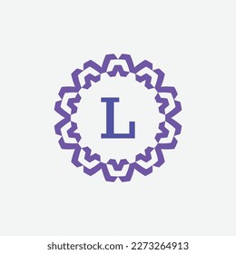 letra inicial L logotipo del emblema del marco de círculo moderno ornamental