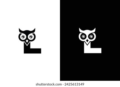 Initial letter L with owl modern company business logo icon. Simple and creative owl logo design vector, combination of letter L and owl.