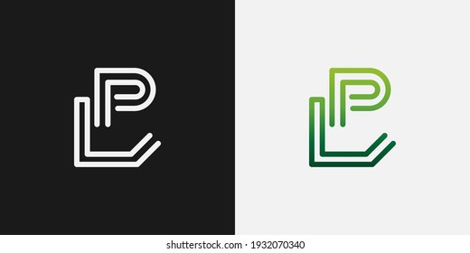 Initial Letter L and P Logo with Line Style and Abstract Concept for Business or Technology Logos. Letter L and P Monogram Logo