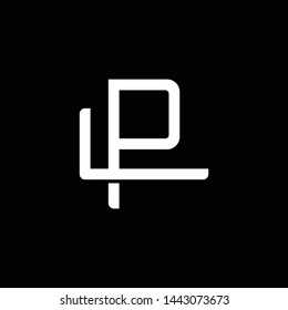 Initial letter L and P, LP, PL, overlapping interlock monogram logo, white color on black background