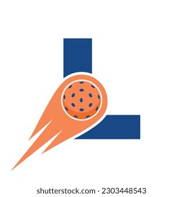 Initial Letter L Pickleball Logo Concept With Moving Pickleball Symbol. Pickle Ball Logotype Vector Template