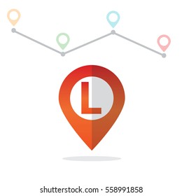 Initial Letter L With Pin Location Logo on Maps