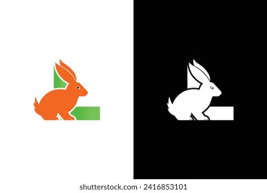 Initial letter L Rabbit logo design. Letter L Rabbit Logo Design Vector Icon Graphic Emblem Illustration Background Template.
