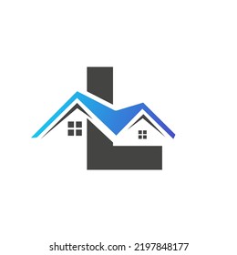 Logo de la carta inicial L inmobiliaria con techo de construcción de viviendas para la plantilla de inversión y empresa