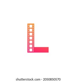 Initial Letter L with Reel Stripes Filmstrip for Film Movie Cinema Production Studio Logo Inspiration