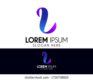 Initial letter L ribbon logo design. Premium gift icon
