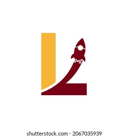 Letra inicial L con símbolo de icono del logotipo del cohete. Ideal para empresas, viajes, start-ups y Logísticos