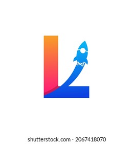 Initial Letter L with Rocket Logo Icon Symbol. Good for Company, Travel, Start up and Logistic Logos