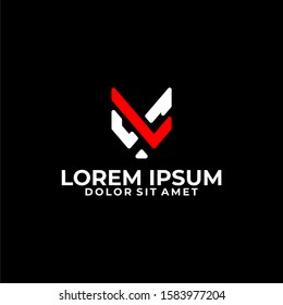Initial letter L S X logo template with fox head line art symbol in flat design monogram illustration