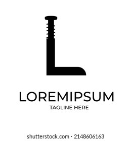 Initial Letter L with Screw and Nail Vector Logo