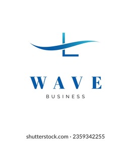 Initial Letter L Sea Wave Icon Logo Design Template