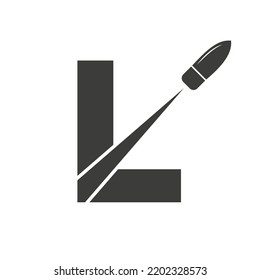 Initial Letter L Shot Bullet Logo Vector Template Concept For Defense Logotype