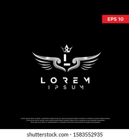 initial letter l silver wing logo. modern icon, template design