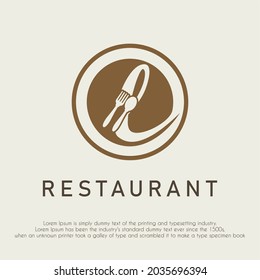 Initial Letter L With Spoon And Fork Icon For Restaurant, Catering, Cafe, Cafeteria, Food, Kitchen Retail Business Logo Design Concept	