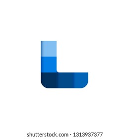 Initial Letter L Square Pixel Logo Design Inspiration in Blue Gradient Color for Media, Technology Brand Identity.