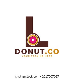 Initial Letter L Sweet Donut Logo Design. Logo for Cafes, Restaurants, Coffee Shops, Catering.