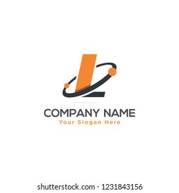 Initial Letter L Swoosh Orbit Logo Designs Vector Orange Colors in White Backgrounds