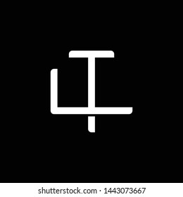 Initial letter L and T, LT, TL, overlapping interlock monogram logo, white color on black background