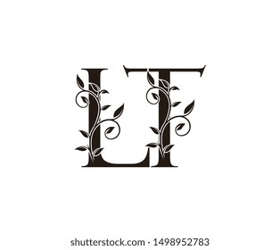 Initial letter L and T, LT, vintage Logo Icon, classy black letter monogram logo icon suitable for boutique,restaurant, wedding service, hotel or business identity.