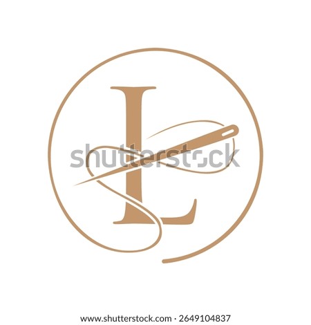 Initial Letter L Tailor Logo, Needle and Thread Logotype for Garment, Embroider, Textile, Fashion, Cloth, Fabric Sign