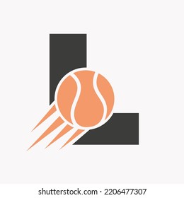 Initial Letter L Tennis Logo Concept With Moving Tennis Ball Icon. Tennis Sports Logotype Symbol Vector Template