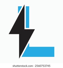Initial Letter L With Thunder Bolt Symbol. Power Icon Electric Symbol Vector Template