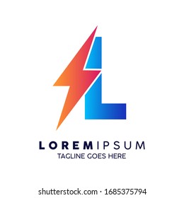 Initial letter L thunder logo symbol of energy with gradient color
