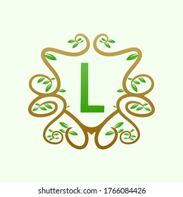 initial letter L tree icon design logo template