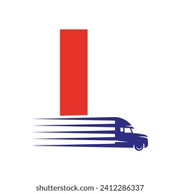 Logotipo De Letra Inicial L Truck Para Símbolo De Transporte. Logotipo de transporte