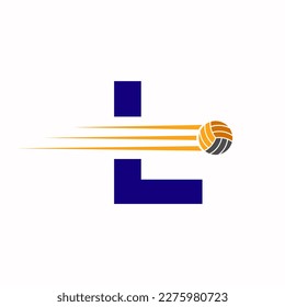 Initial Letter L Volleyball Logo Design Sign. Volleyball Sports Logotype