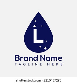 Logotipo de la letra inicial L Wash, combinación de caída y lavado. Logotipo de caída, plantilla de lavado, limpio, fresco y de agua