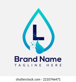 Initial Letter L Wash Logo, Drop and Wash Combination. Drop logo, Wash, Clean, Fresh, Water Template