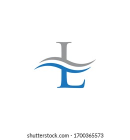 initial letter l wave blue gray