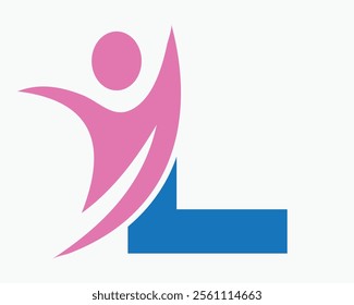 Initial Letter L Wellness Logo Concept With Human Symbol For Healthcare Sign Vector Template