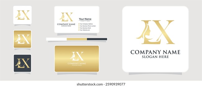 Initial Letter L X Beauty Face Logo Design Vector