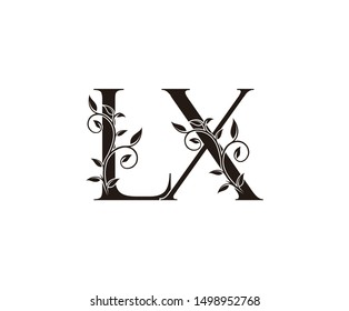 Initial letter L and X, LX, vintage Logo Icon, classy black letter monogram logo icon suitable for boutique,restaurant, wedding service, hotel or business identity.